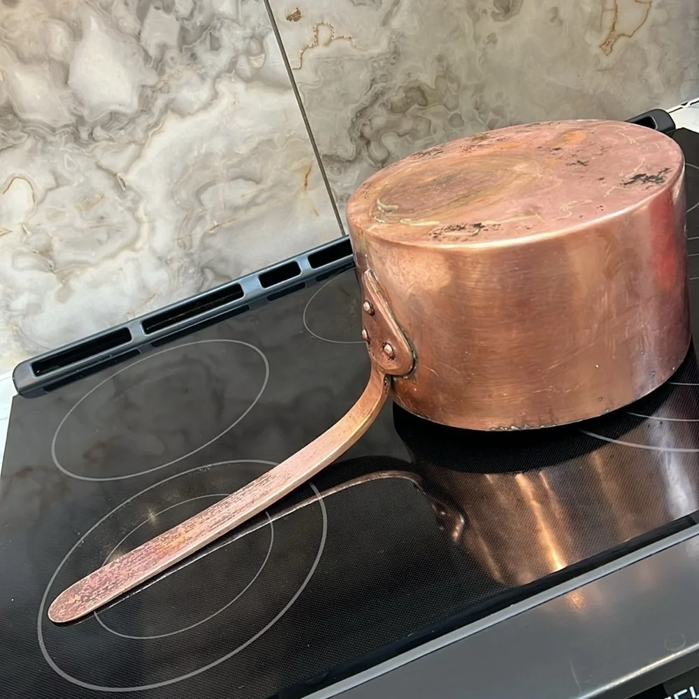 Large 5 Liter Antique French Copper Saucepan Pot